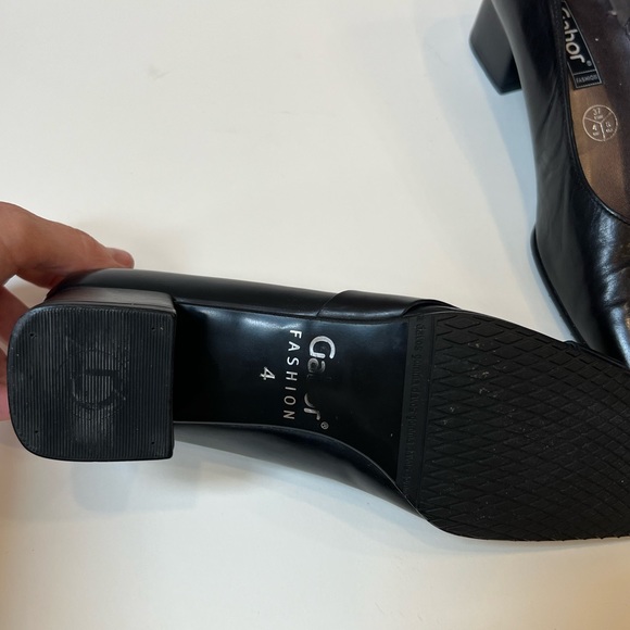 Gabor Leather Square Toe Black Block Heels - Picture 10 of 13